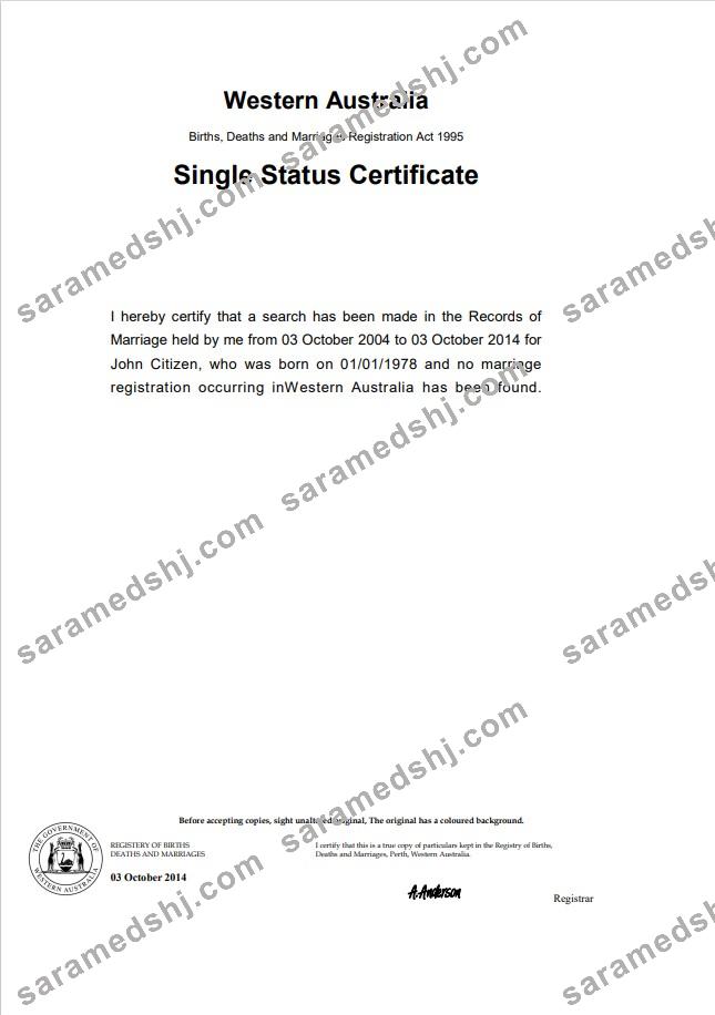 Australia Western Australia divorce certificate template in Word format